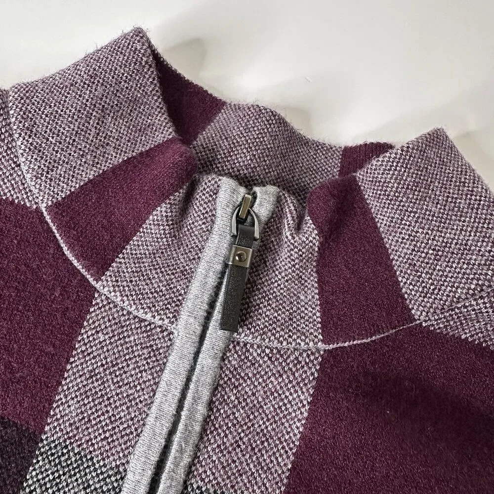 Tahari Plaid Zip Up Poncho Sweater Sz L XL Fall Stadium Game Layer Preppy Travel